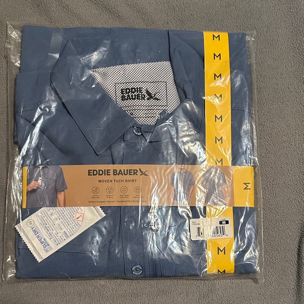 Eddie Bauer Men's Casual Blue Button Down Shirt